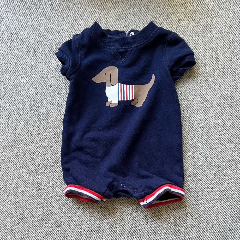Janie and Jack Navy Blue Kids One Piece with Dachshund Design